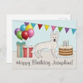 White Swiss Shepherd GSD farbenfrohe Happy Birthda Postkarte (Vorne/Hinten)