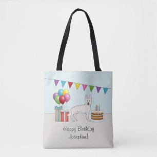 White Swiss Shepherd GSD farbenfrohe Happy Birthda Tasche