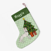 White Swiss Shepherd Niedlich Dog Green Christmas  Kleiner Weihnachtsstrumpf (Rückseite (Hängend))
