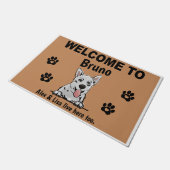 White Swiss Shepherd Welcome Personalized Custom Fußmatte (Schrägansicht)