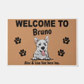 White Swiss Shepherd Welcome Personalized Custom Fußmatte (Vorderseite)