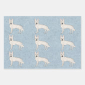 White Swiss Shepherd White GSD Cartoon Dog Blue Geschenkpapier Set (Vorderseite 3)