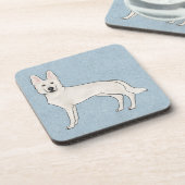 White Swiss Shepherd White GSD Cartoon Dog Blue Getränkeuntersetzer (Linke Seite)