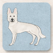 White Swiss Shepherd White GSD Cartoon Dog Blue Getränkeuntersetzer (Vorderseite)