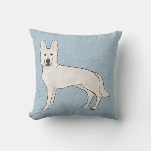 White Swiss Shepherd White GSD Cartoon Dog Blue Kissen