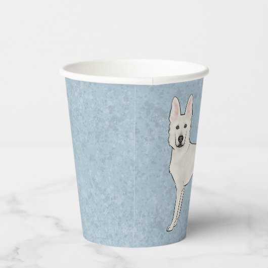 White Swiss Shepherd White GSD Cartoon Dog Blue Pappbecher (Rechts)