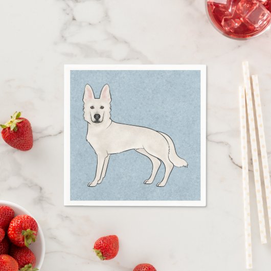 White Swiss Shepherd White GSD Cartoon Dog Blue Serviette (Beispiel)
