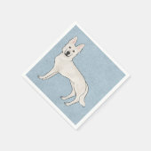 White Swiss Shepherd White GSD Cartoon Dog Blue Serviette (Ecke)