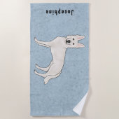 White Swiss Shepherd White GSD Cartoon Dog Blue Strandtuch (Vorderseite)