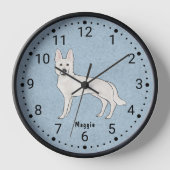 White Swiss Shepherd White GSD Cartoon Dog Blue Uhr (Vorderseite)