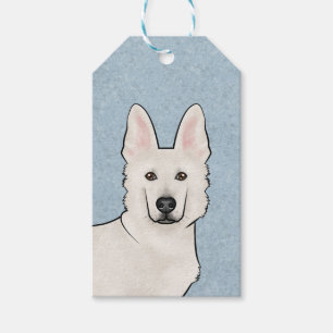 White Swiss Shepherd White GSD Cartoon Dog Head Geschenkanhänger