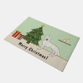 White Swiss Shepherd White GSD Dog Weihnachtsbaum Fußmatte (Schrägansicht)