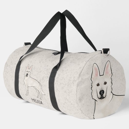 White Swiss Shepherd White GSD Niedlich Cartoon Do Duffle Bag (Linke Ecke)