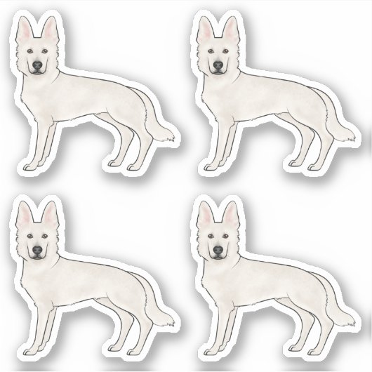 White Swiss Shepherd White GSD Niedlich Cartoon Hu Aufkleber (Vorderseite)