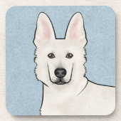 White Swiss Shepherd White GSD Niedlich Dog Head B Getränkeuntersetzer (Vorderseite)