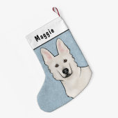 White Swiss Shepherd White GSD Niedlich Dog Head B Kleiner Weihnachtsstrumpf (Rückseite (Hängend))