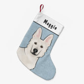White Swiss Shepherd White GSD Niedlich Dog Head B Kleiner Weihnachtsstrumpf (Vorderansicht (hängend))
