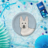 White Swiss Shepherd White GSD Niedlich Dog Head B Pappteller (Party)