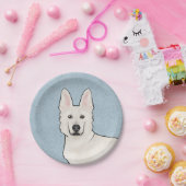 White Swiss Shepherd White GSD Niedlich Dog Head B Pappteller (Party)