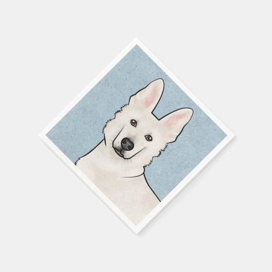 White Swiss Shepherd White GSD Niedlich Dog Head B Serviette (Ecke)