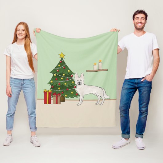 White Swiss Shepherd White GSD Weihnachtsbaum Fleecedecke (Beispiel)