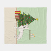 White Swiss Shepherd White GSD Weihnachtsbaum Fleecedecke (Vorderseite (Horizontal))