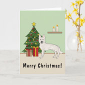 White Swiss Shepherd White GSD Weihnachtsbaum Karte (Gelbe Blume)