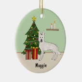 White Swiss Shepherd White GSD Weihnachtsbaum Keramik Ornament (Rechts)