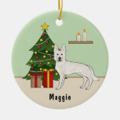 White Swiss Shepherd White GSD Weihnachtsbaum Keramik Ornament (Vorne)