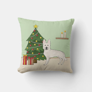 White Swiss Shepherd White GSD Weihnachtsbaum Kissen