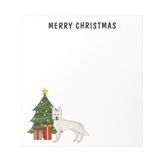 White Swiss Shepherd White GSD Weihnachtsbaum Notizblock (Vorderseite)