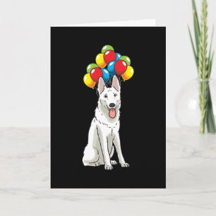White Swiss Shepherd with Ballons Gift Karte
