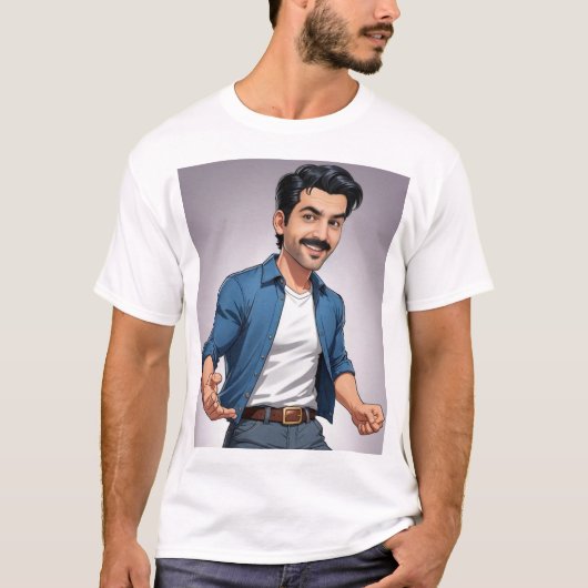 White T shirt with blue photo (Vorderseite)