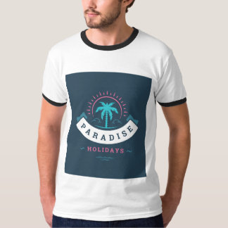 White T shirt with Paradise Holiday Typography