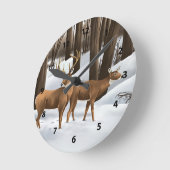 White Tail Deer Clocks Runde Wanduhr (Winkel)