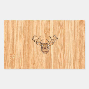 White Tail Deer Wood Grain Style Graphic Rechteckiger Aufkleber