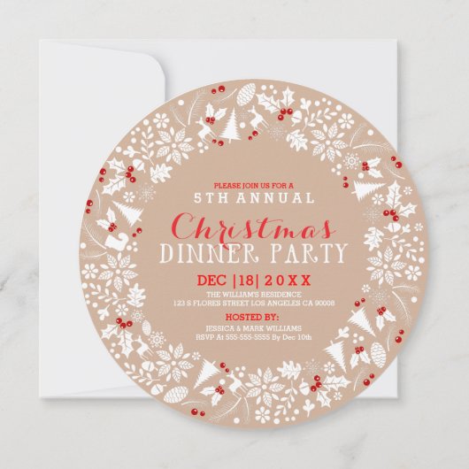 White & Tan Weihnachtsmann-Party Einladung (Rückseite)