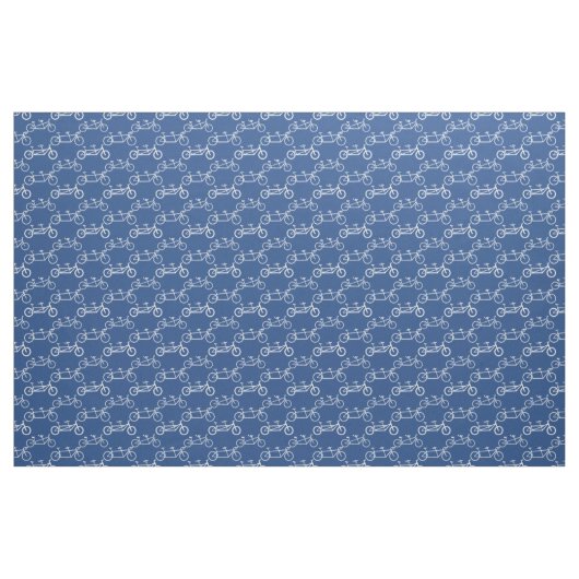 White Tandem Fahrrad auf blau Stoff (Fat Quarter (45,7 x 55,9 cm))