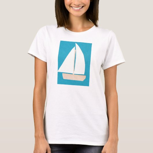 White Tank Top mit Sailboat (Vorderseite)