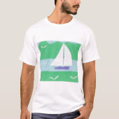 White Tank Top mit Sailboat (Vorderseite)