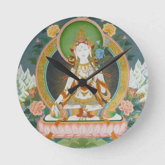 White Tara Clock Runde Wanduhr (Vorderseite)