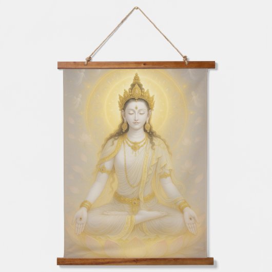 White Tara Wandteppich Mit Holzrahmen (Vorderseite)
