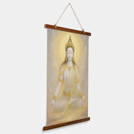 White Tara Wandteppich Mit Holzrahmen (Gewinkelt)