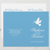 White Taube mit blauen Bändern Hochzeitsprogramm (Vorne/Hinten)