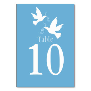 White Tauves Vogel Hochzeit Blue Event Tischnummer