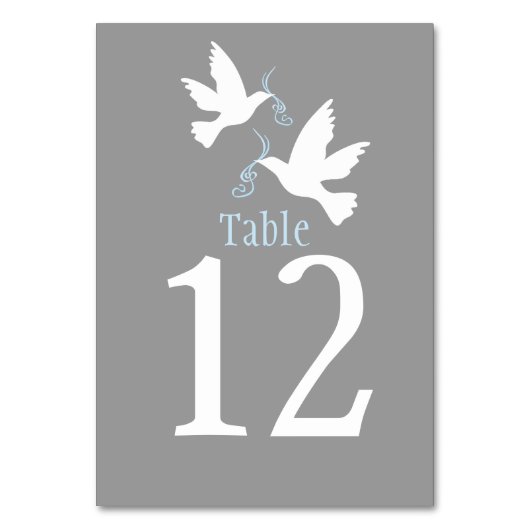 White Tauves Vogel Hochzeit graue Veranstaltung Ti Tischnummer (Vorderseite)