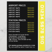 White Taxi Cab Circled Logo with Price List Flyer (Hinten)
