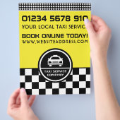 White Taxi Cab Circled Logo with Price List Flyer (Hand)