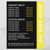 White Taxi Cab Logo with Price List Flyer (Hinten)