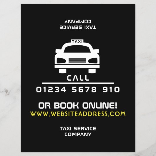 White Taxi Cab Logo with Price List Flyer (Vorne)